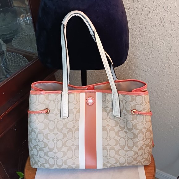 Coach Handbags - Coach Signature Stripe Large Carry All